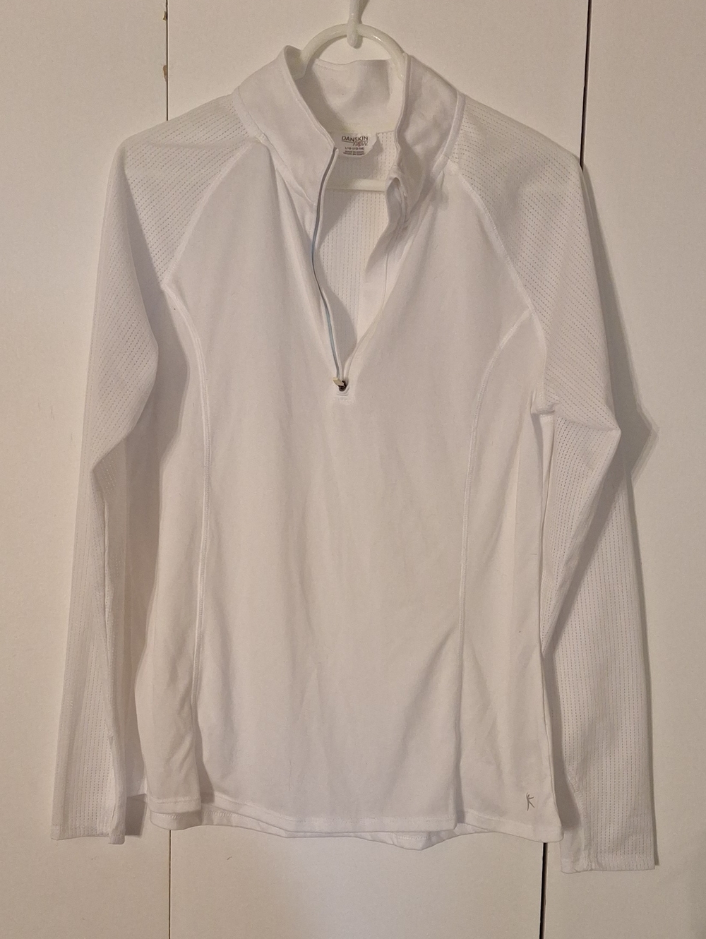 Danskin White Long Sleeve Half-Zip Athletic Top